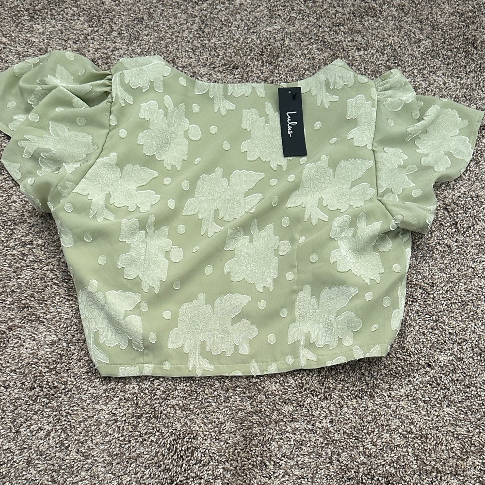 Lulu's Sage Green Floral Blouse